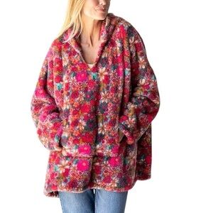 Natural Life Floral Sherpa Pullover Blanket Hoodie